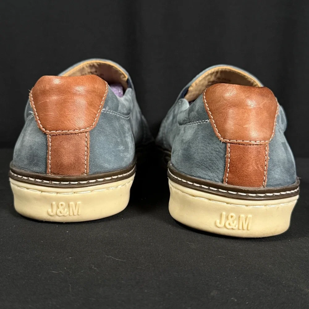 Johnston & Murphy Blue Woven Nubuck Slip On Sneakers 25-2529 Sheepskin Mens 10